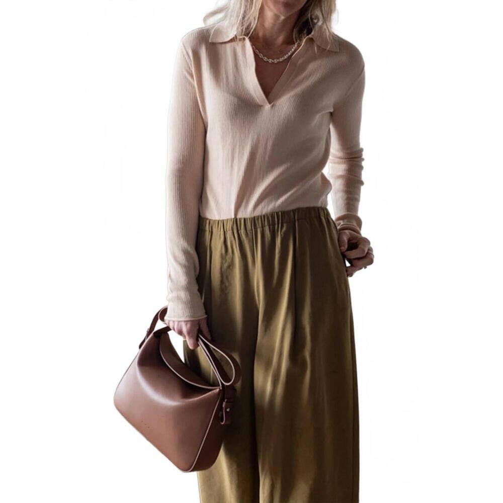 NEW ALYSI maglia long sleeve polo in peach